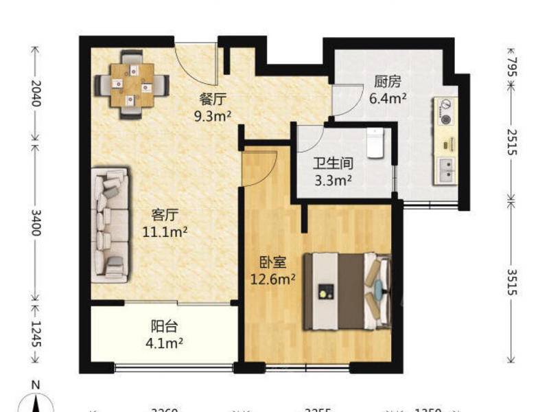 盛世宝邸二期1室2厅1卫面积65平方米总价448万_靠近长江南路满两年