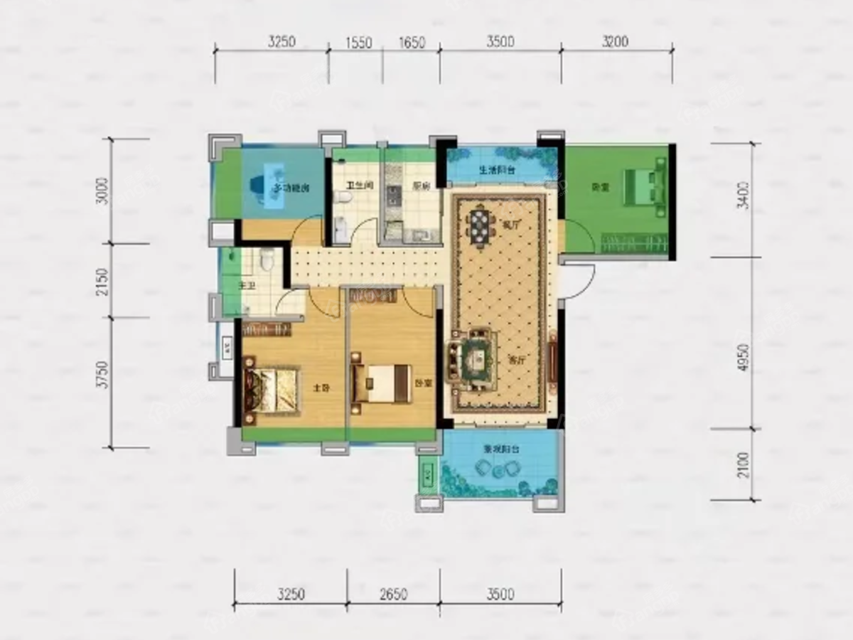 建实帝景银湾4室2厅2卫户型图