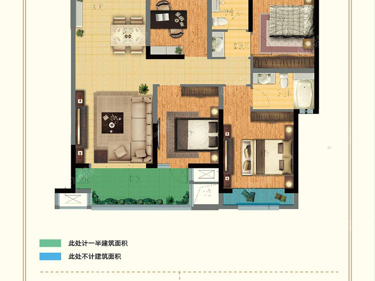 昆明安宁吾悦广场4室2厅2卫户型图