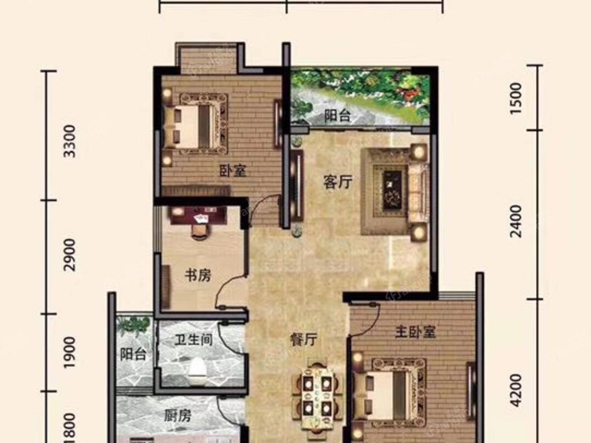 盛世豪庭3室2厅1卫户型图