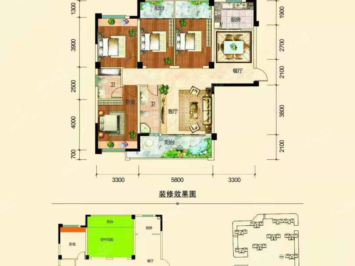 海润百利尊品4室2厅2卫户型图